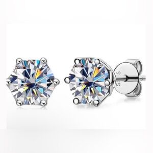STERLING SILVER MOISSANITE GRA CERTIFIED 2 CT TW 1 CT EACH D COLORLESS